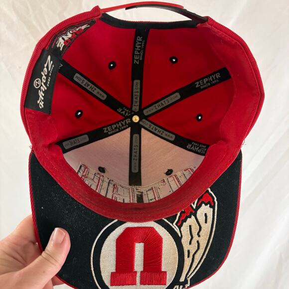 Utah Zephyr Red Zone Snapback Hat Collegiate Embroidered - Picture 4 of 7